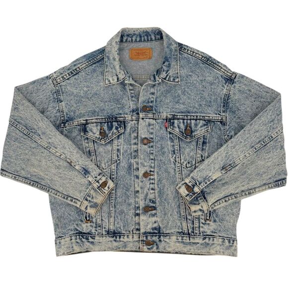 Vintage 80s Levi's Men's Acid Wash Denim Trucker Jacket USA Large - Picture 1 of 11